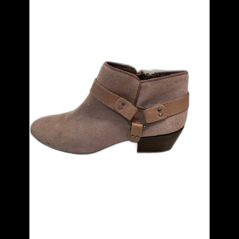 Sam Edelman Fawn Suede‎ Ankle Booties Womens 6 Tan Low Block Heel Zip Good